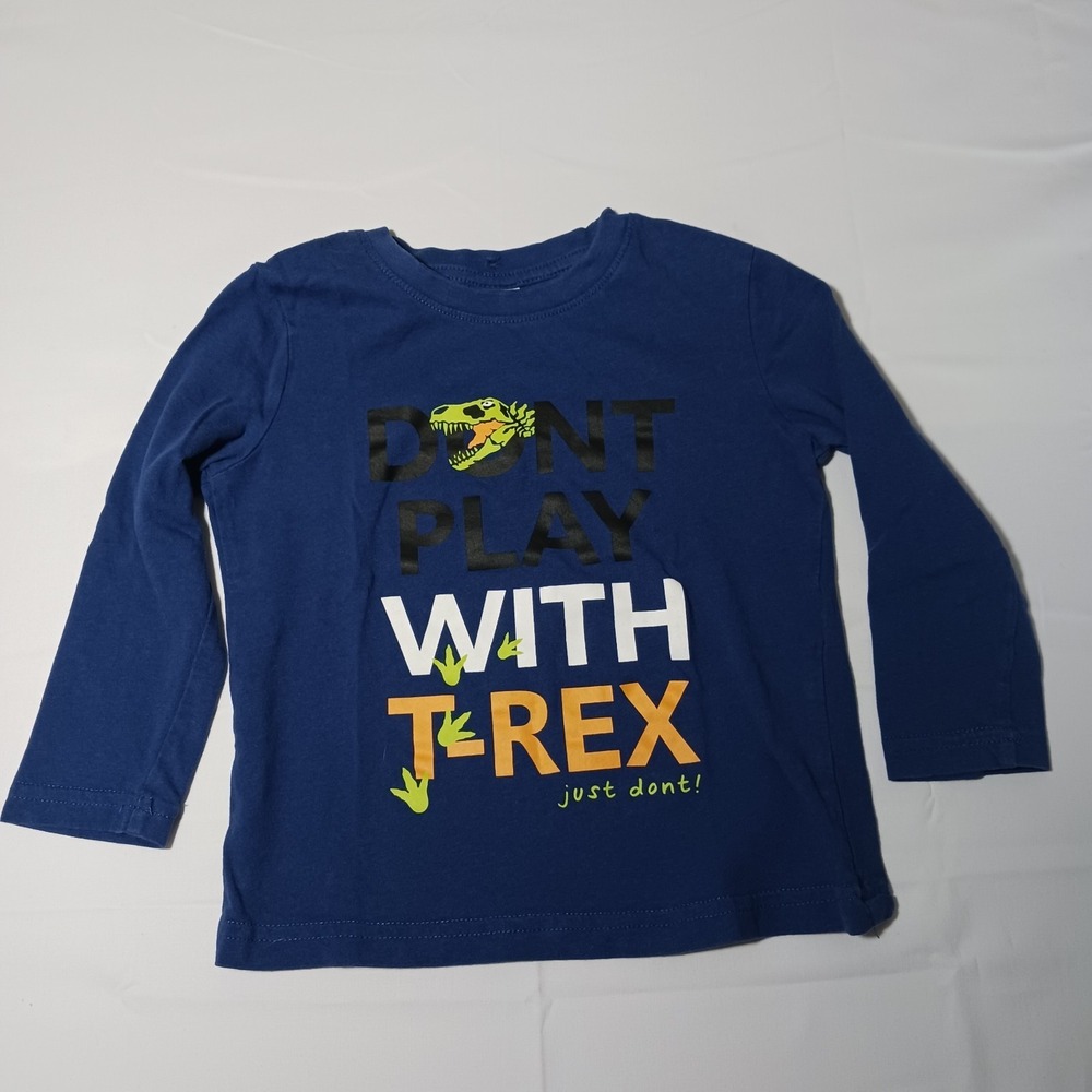 Kiki and Koko Brand Long Sleeve T-Shirt Blue Dinosaur Theme  Size 24-36 months
